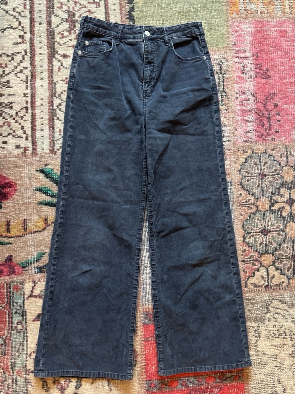 Wide Leg Navy Corduroy Pants
